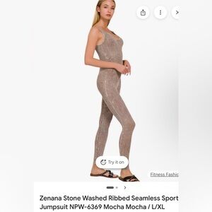 Zenana Outfitters Stone Ribbed Jumpsuit